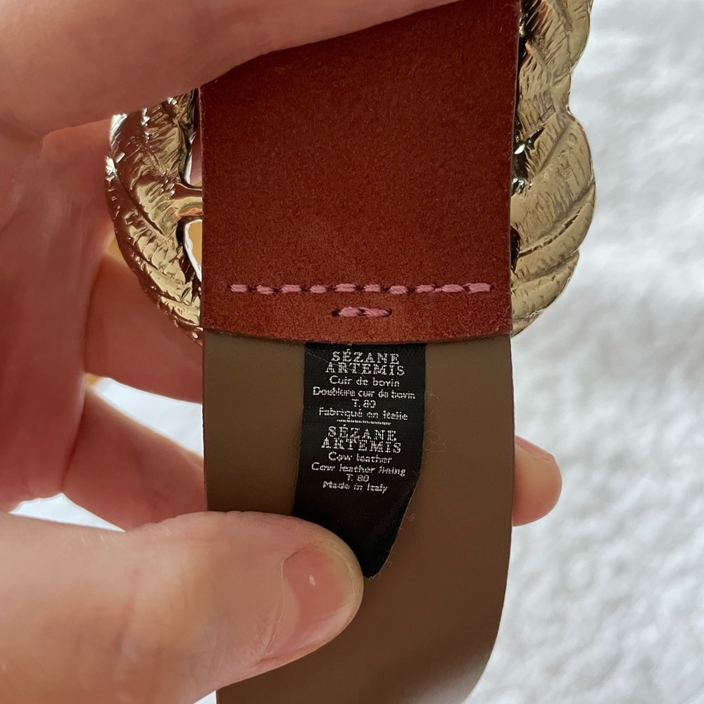 Sezane Coral Belt with Gold Buckle - Picture 3 of 6